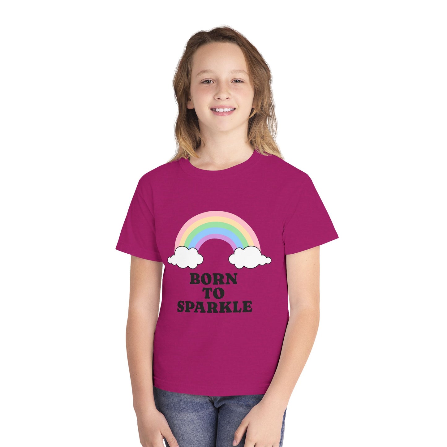 Youth Rainbow Tee - 'Born to Sparkle' | Kids Shirt