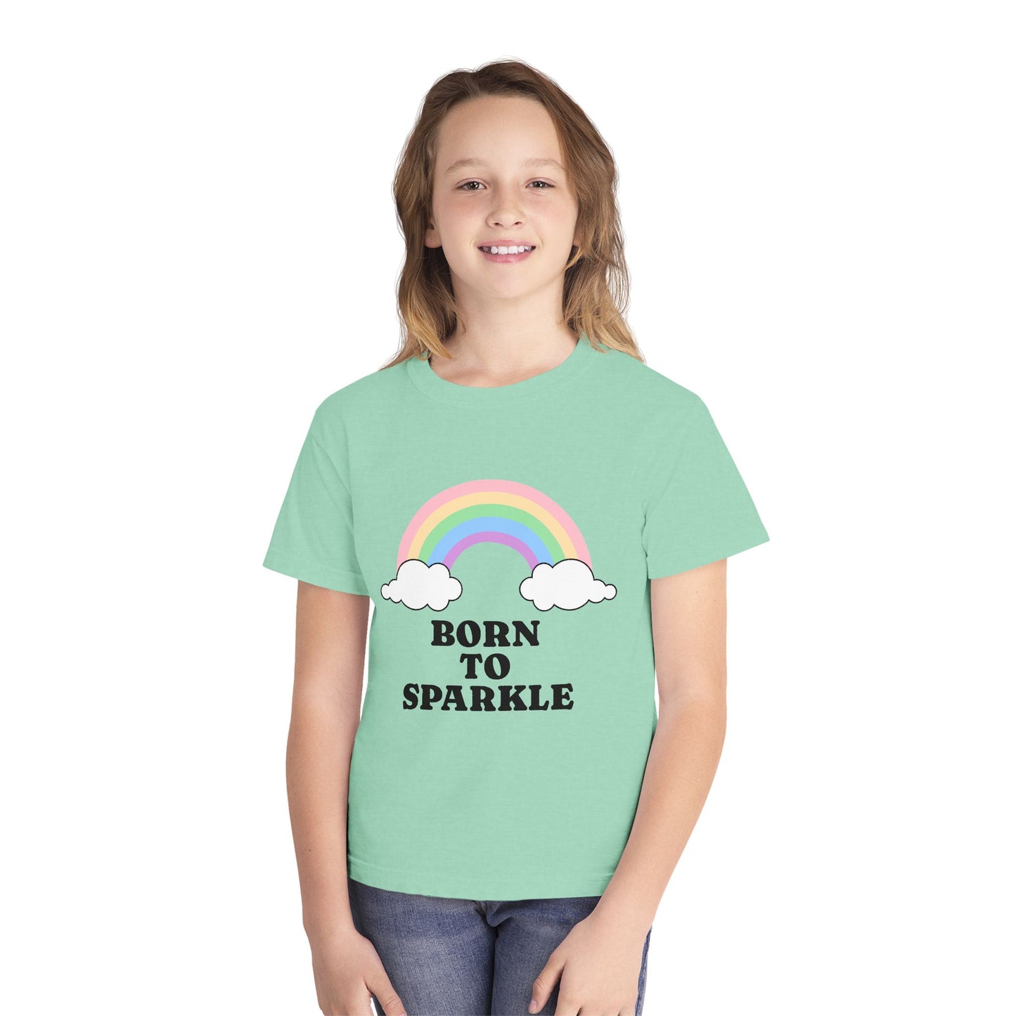Youth Rainbow Tee - 'Born to Sparkle' | Kids Shirt