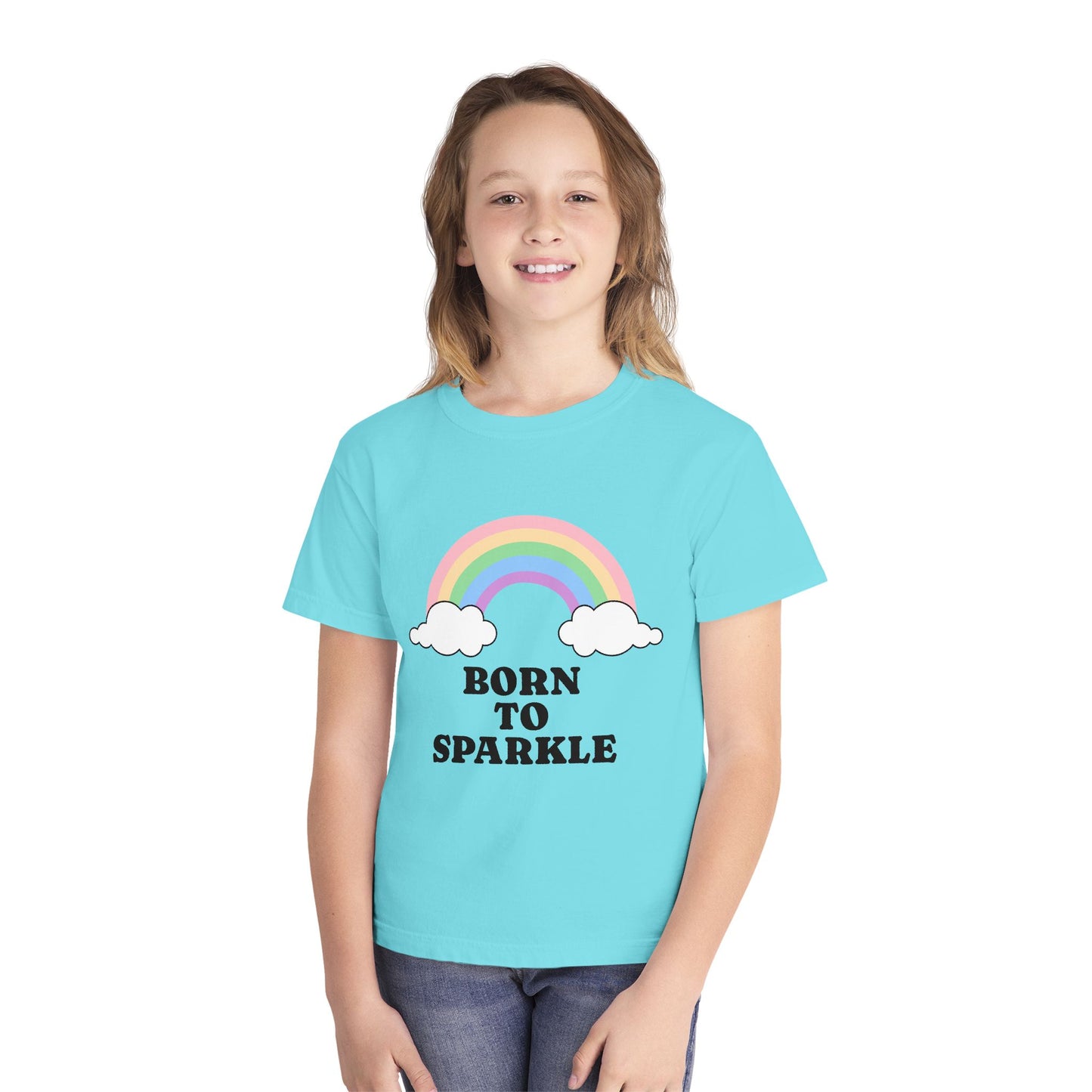 Youth Rainbow Tee - 'Born to Sparkle' | Kids Shirt