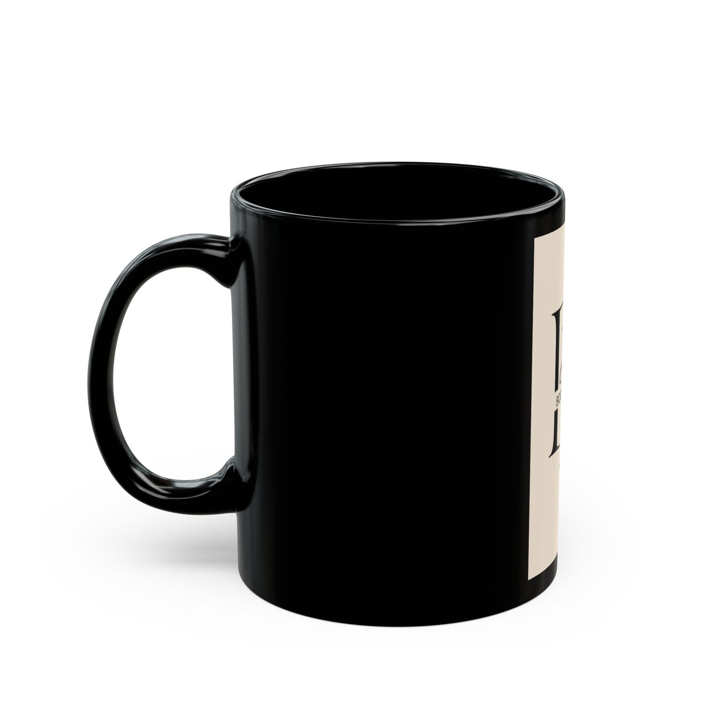 Elegant Black Mug with Body Essence Design