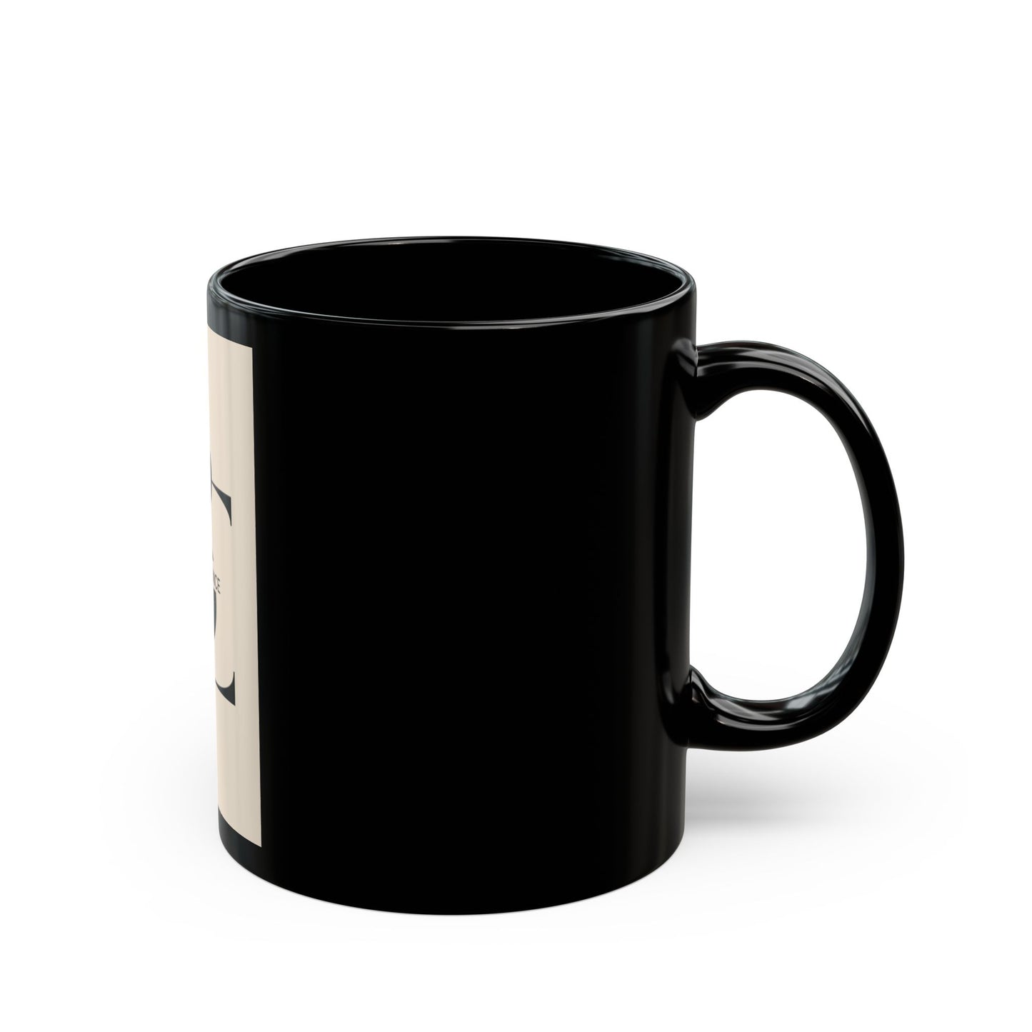Elegant Black Mug with Body Essence Design