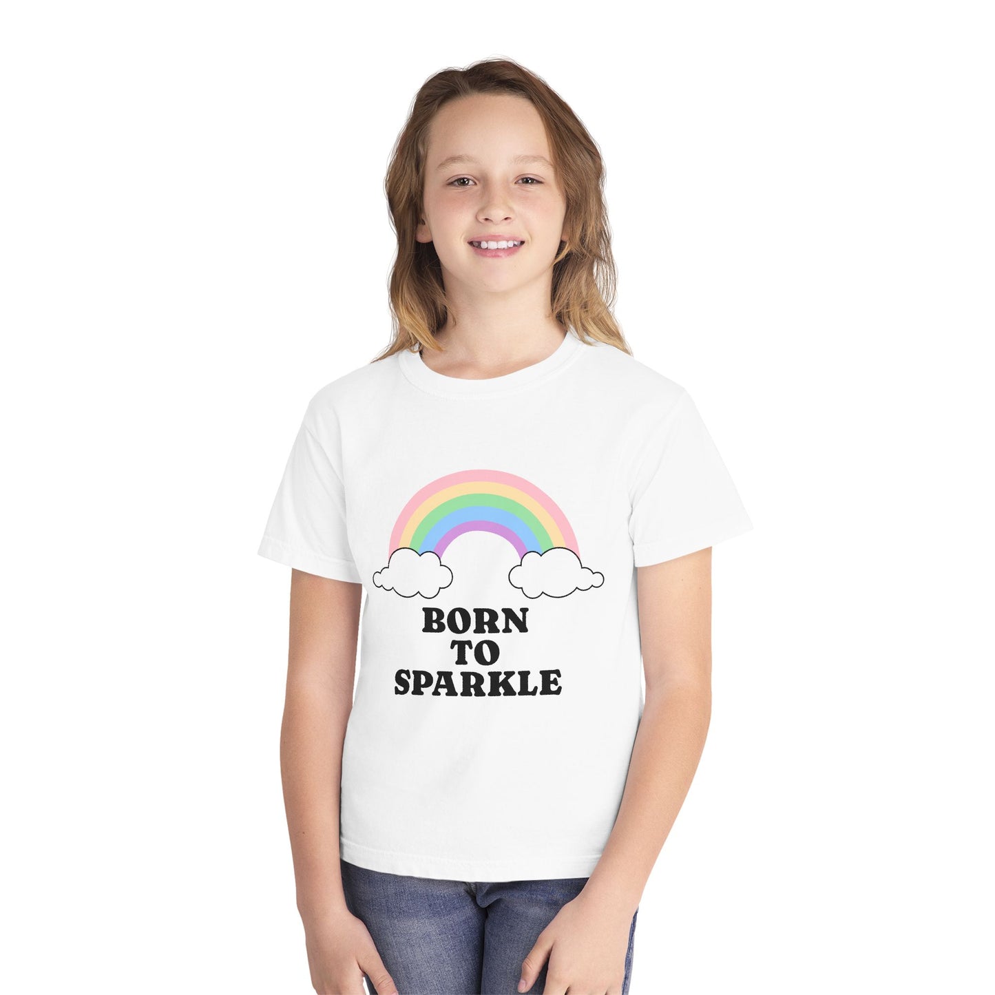 Youth Rainbow Tee - 'Born to Sparkle' | Kids Shirt