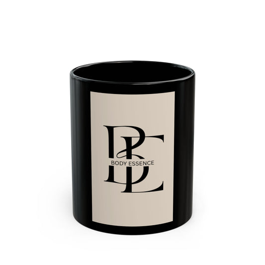 Elegant Black Mug with Body Essence Design